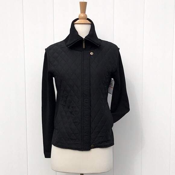 NWT Liz Claiborne Nylon Quilted Black Zip Front Jacket Size Small - Picture 3 of 14